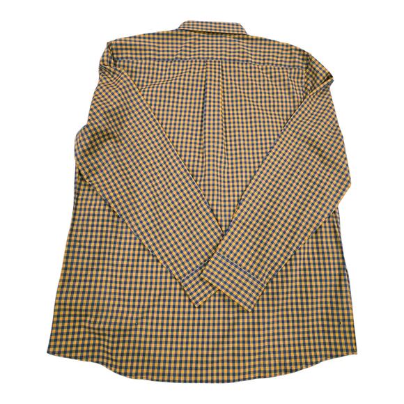 Goodthreads Slim Stretch Poplin Men's Checker Navy and Gold Causal Shirt 2XL - Picture 3 of 5